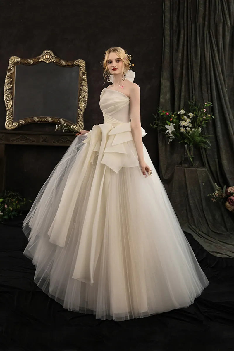 Robe Mariée Princesse Bustier Drapé Volants Tulle