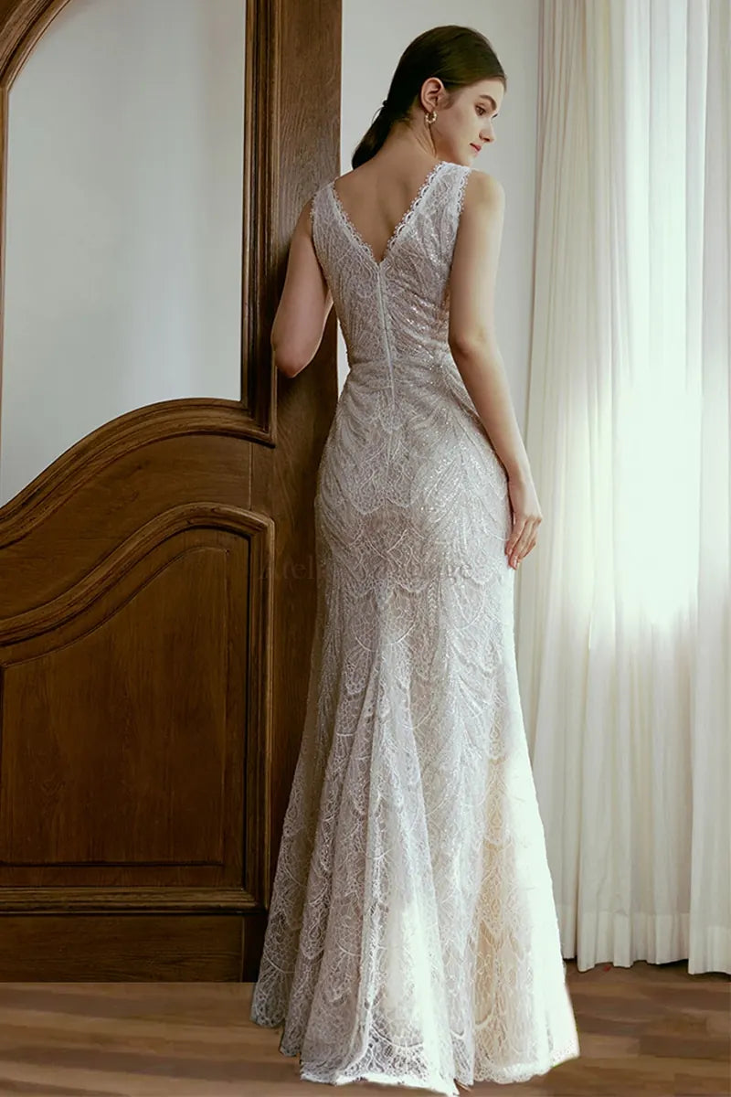 Robe de Mariée Paillettes Bohème Sirène Dentelle