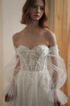 Manche Amovible Robe de Mariée Évasée en Tulle