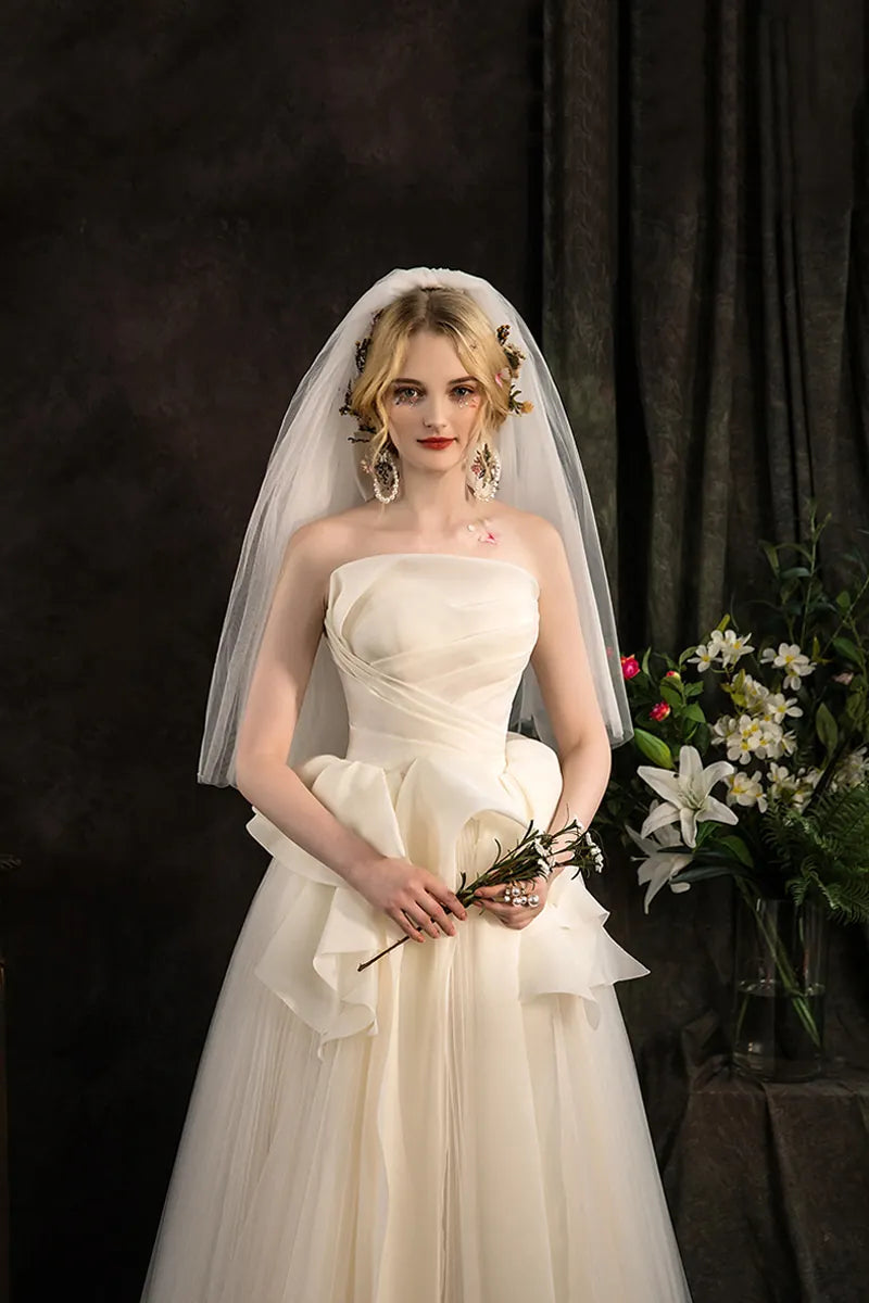 Robe Mariée Princesse Bustier Drapé Volants Tulle