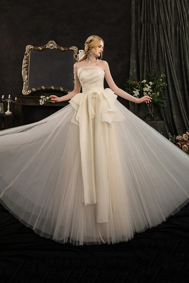 Robe Mariée Princesse Bustier Drapé Volants Tulle - élégance naturelle