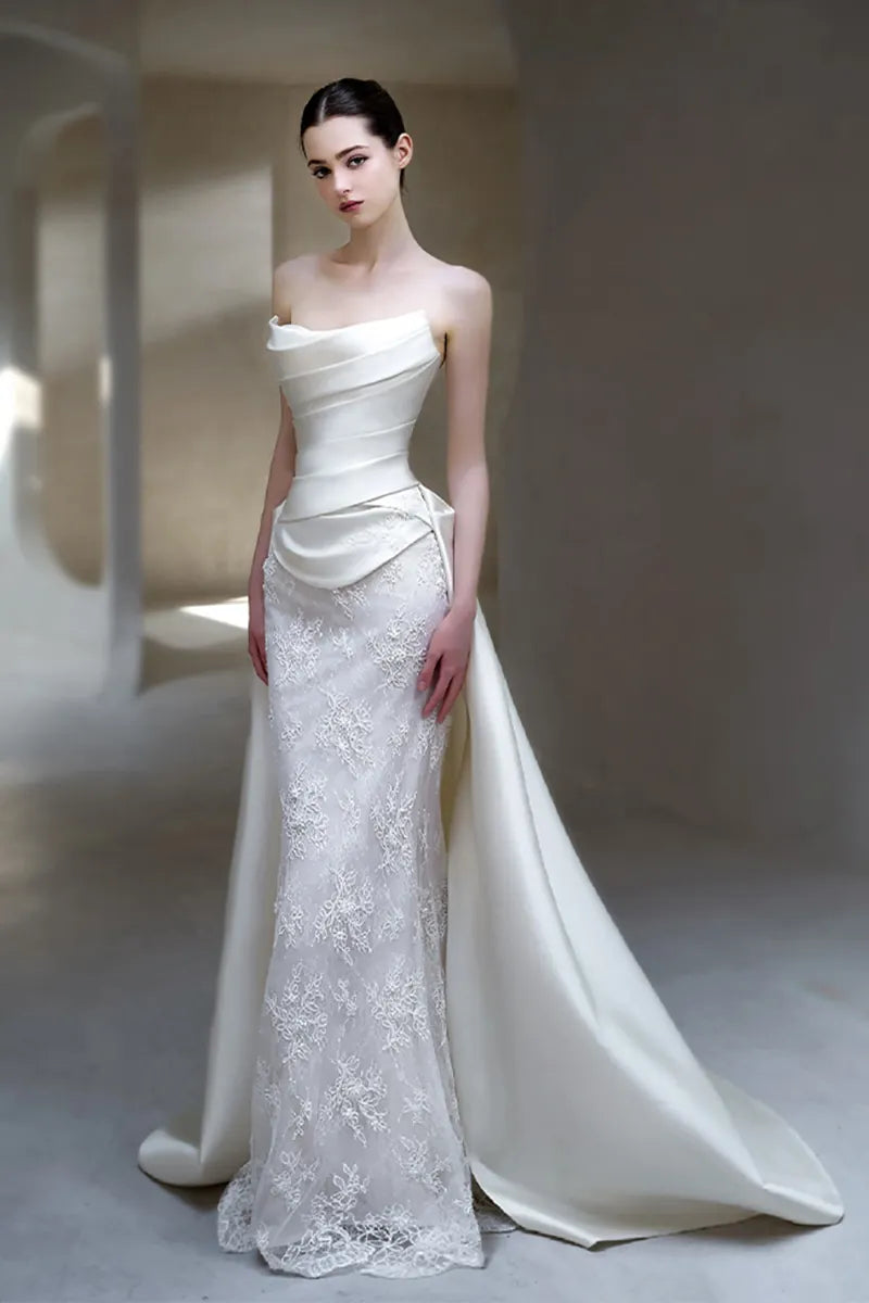 Robe Mariée Sirène Bohème Chic Dentelle et Satin
