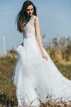 Zweiteiliges Boho-Brautkleid aus Spitze & Seide