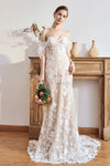 Robe de Mariée Bohème Sirène Manches Détachables