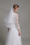 Voile Mariée Court Multicouche Perlé avec Peigne