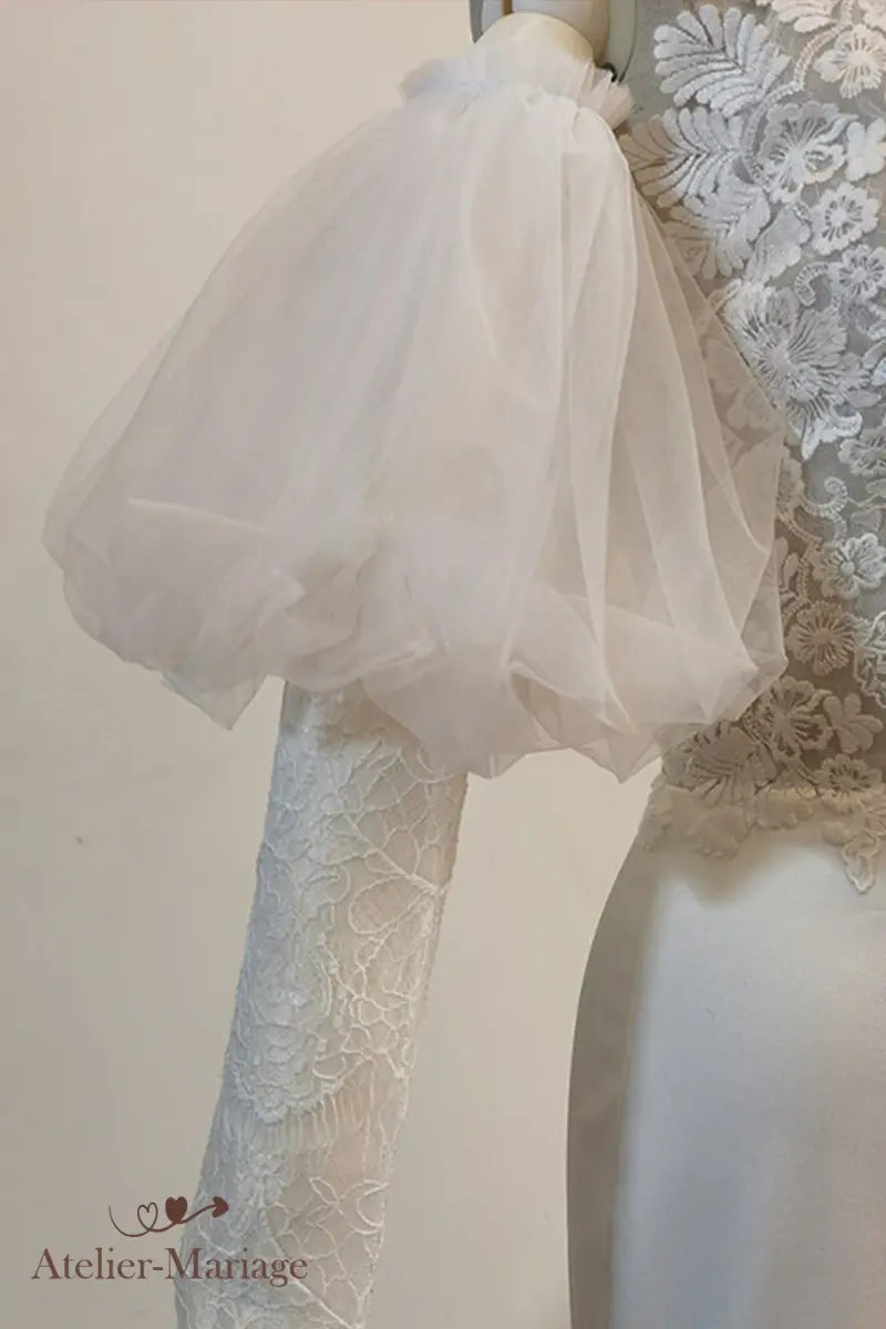 Lantern-Shaped Tulle Sleeve for Wedding Dress
