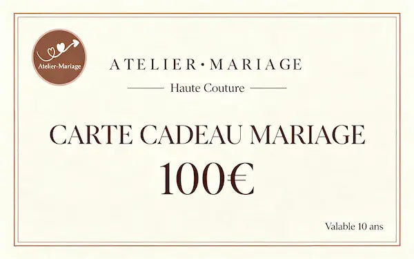Carte cadeau mariage 100€ Atelier Mariage pour accessoires de mariée