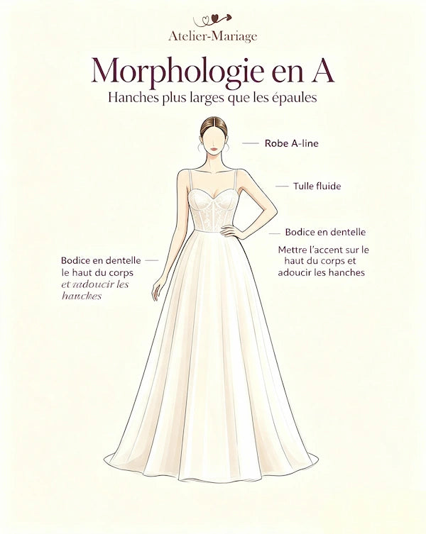 Illustration schématique de la morphologie féminine en A montrant des épaules plus étroites que les hanches