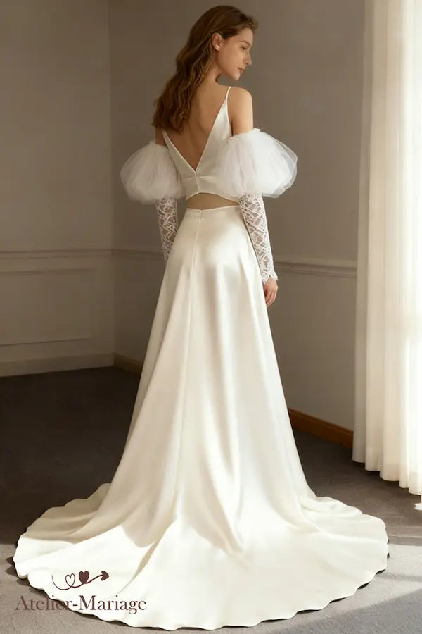 Lantern-Shaped Tulle Sleeve for Wedding Dress