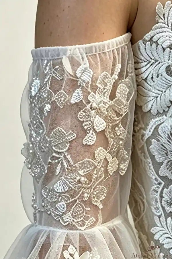 Fixation élastique invisible sous fleurs 3D haute couture pour manches amovibles