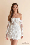 Robe de Mariée Courte Corset avec Manches Amovibles - "Jardin de Lumière"