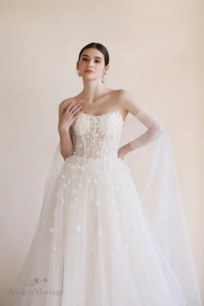 Robe de mariée bohème champêtre chic bustier cœur élégante