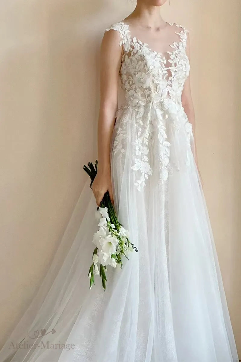 robe de mariée bohème chic porté par la mariée chic