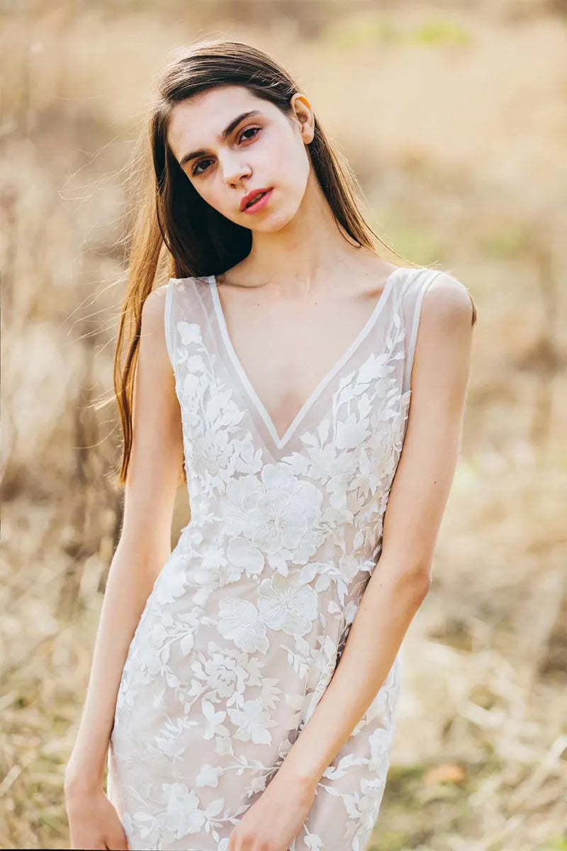 Robe de mariée bohème dos nu sirène en dentelle