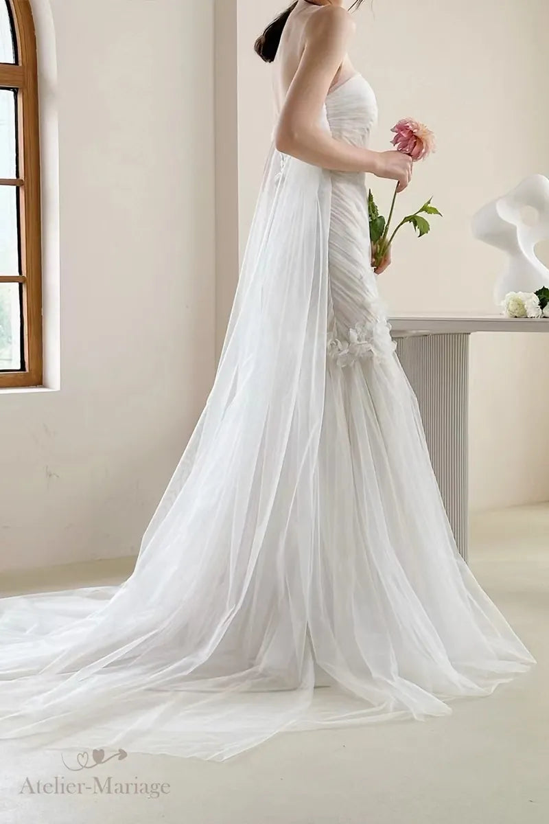 Jupe de robe de mariée bohème fluide en mousseline élégante