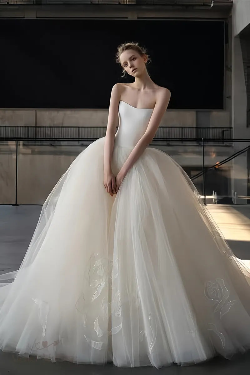 Robe de Mariée Bohème Romantique Princesse Premium - vue de face