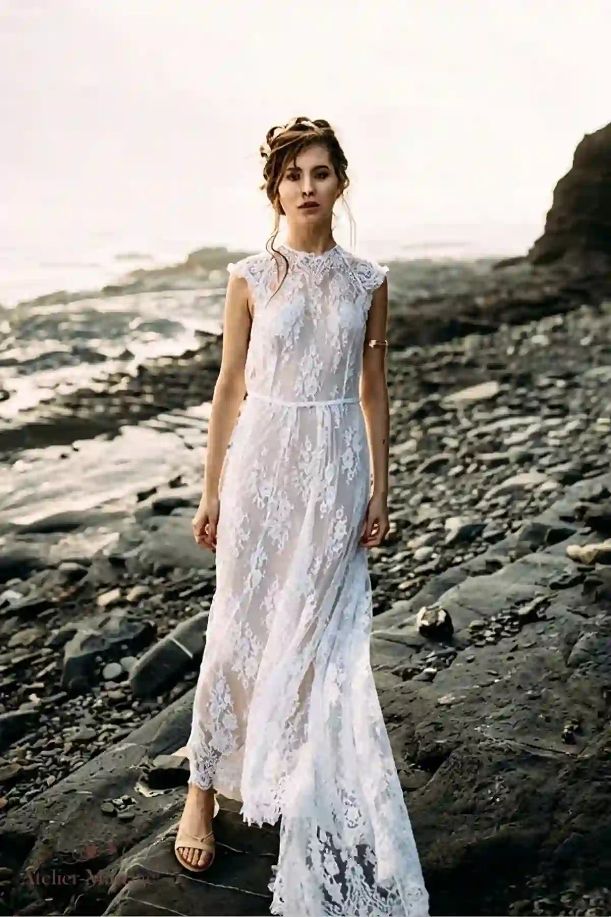 Robe de mariée dentelle vintage illusion sur-mesure