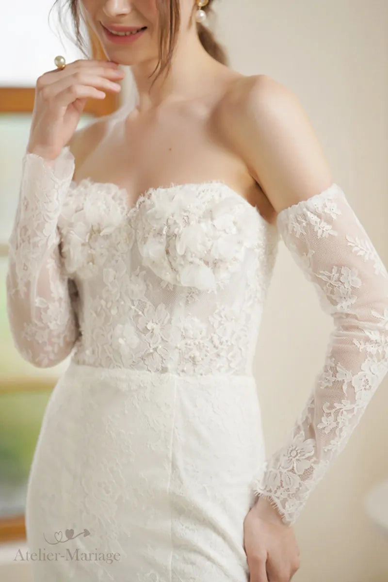 Robe de mariée chic manche longue bohème champêtre