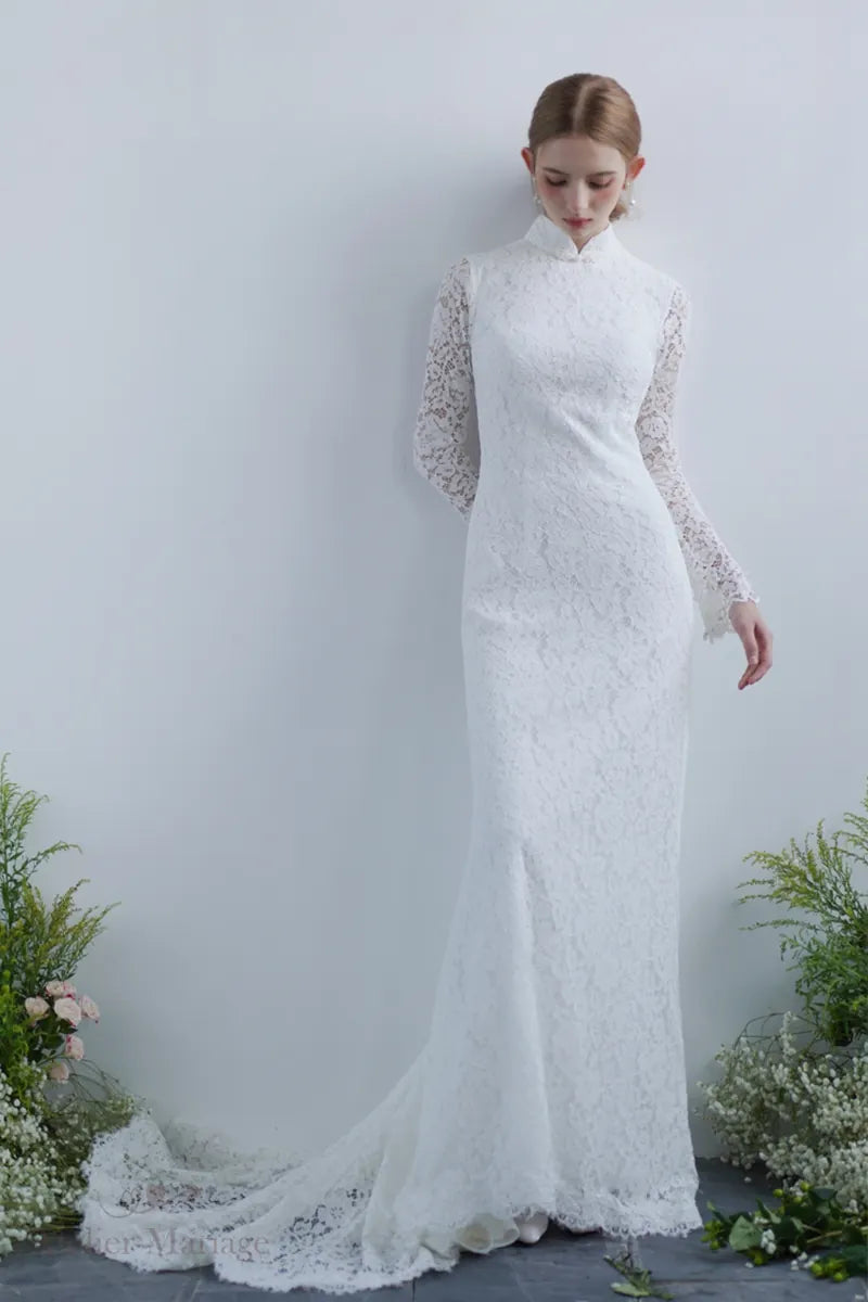 Robe de mariée orientale bohème vintage avec taille cintrée