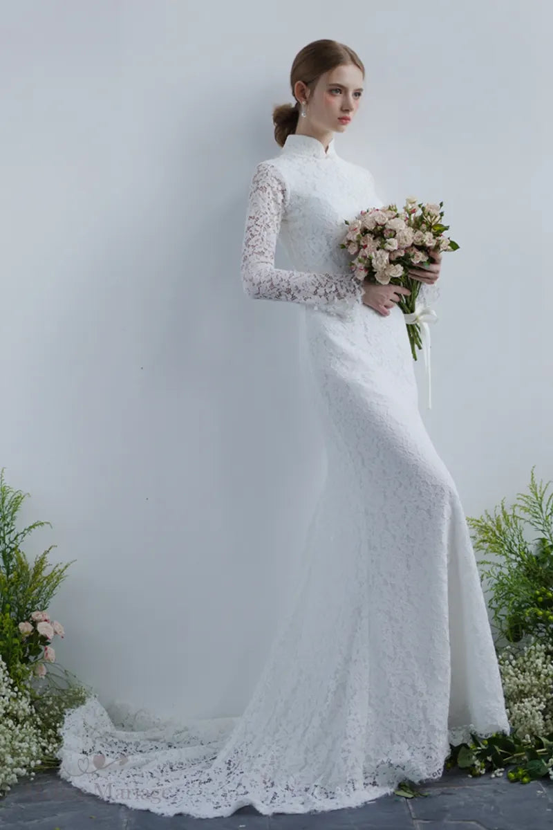 Robe de mariée orientale bohème vintage avec un tombé de tissu fluide impeccable