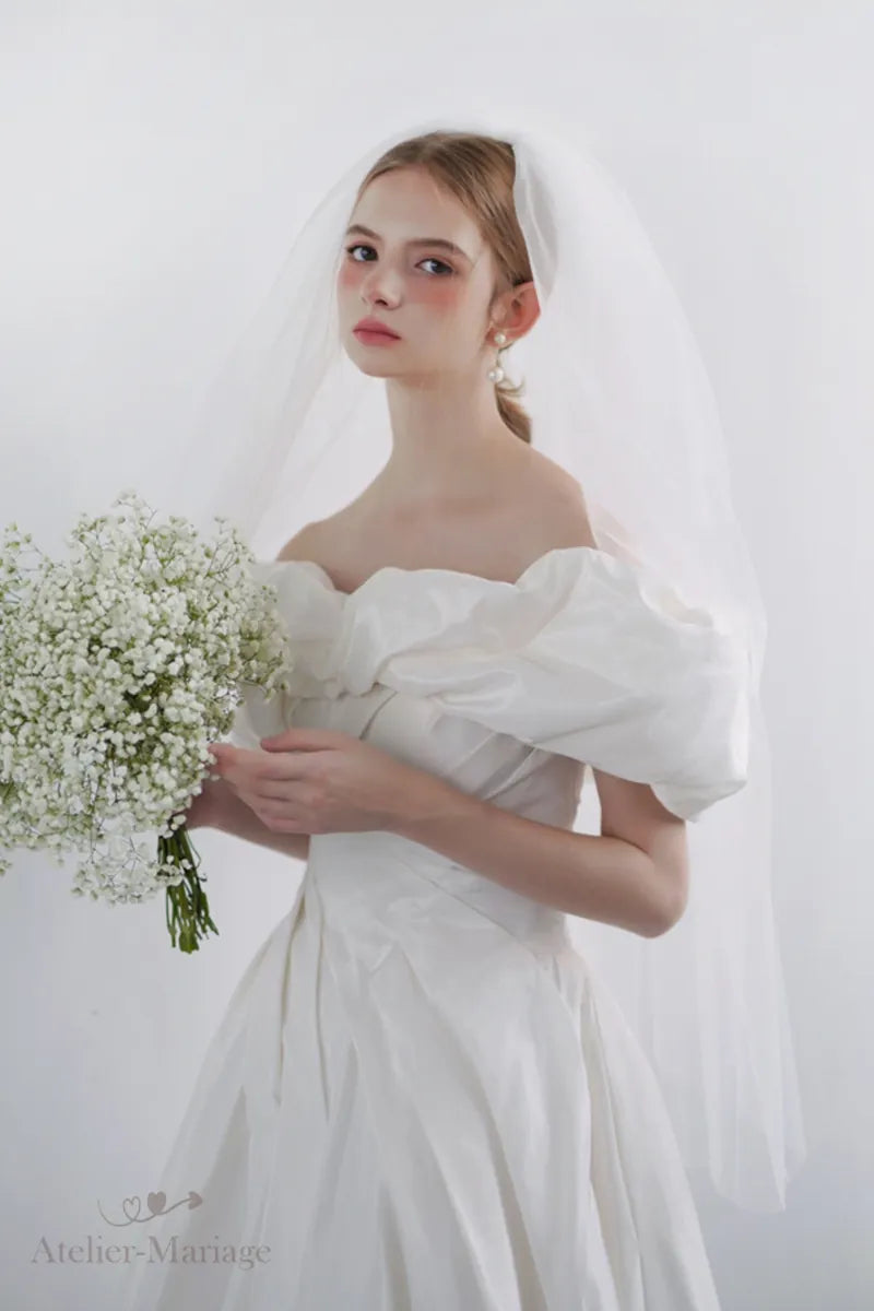 Haut de robe de mariée en soie taffetas à épaules dénudées