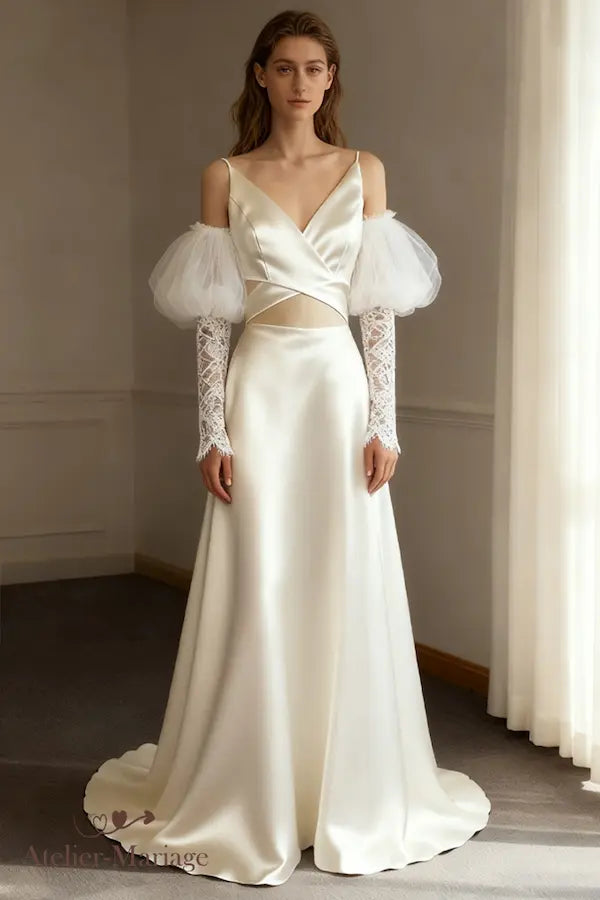 Lantern-Shaped Tulle Sleeve for Wedding Dress
