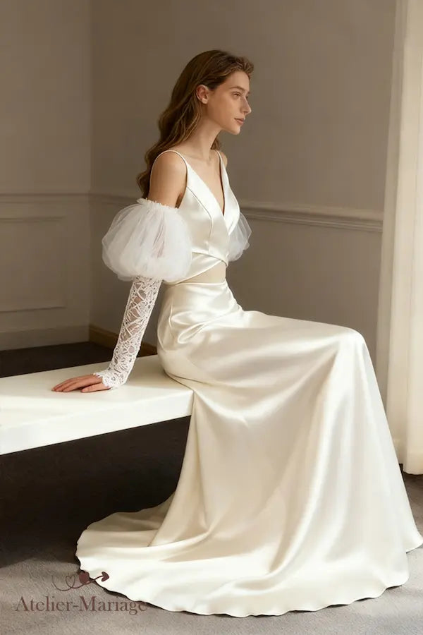 Lantern-Shaped Tulle Sleeve for Wedding Dress