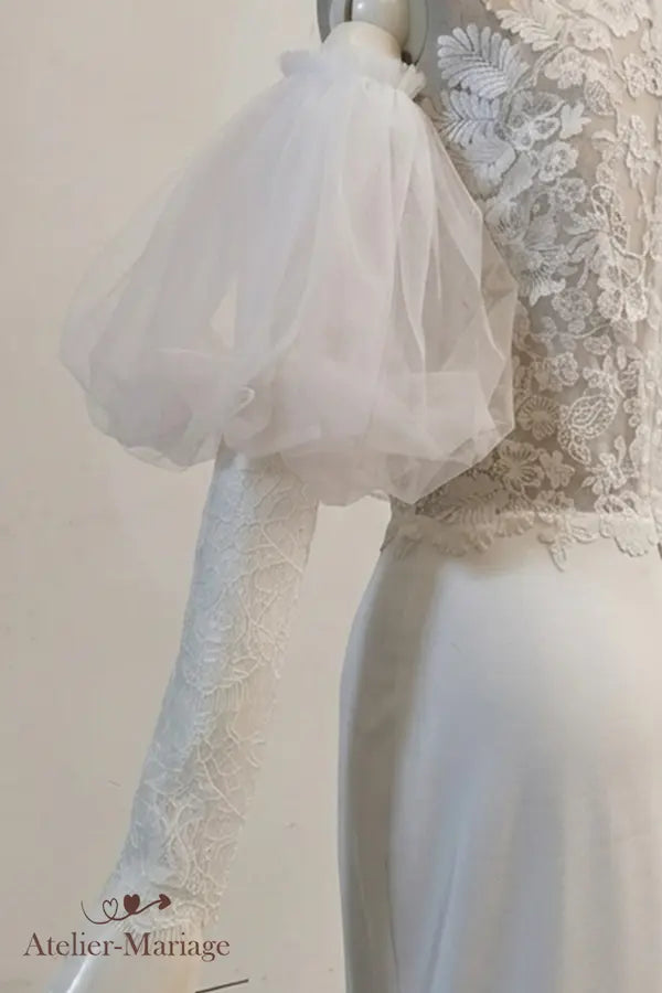 Lantern-Shaped Tulle Sleeve for Wedding Dress